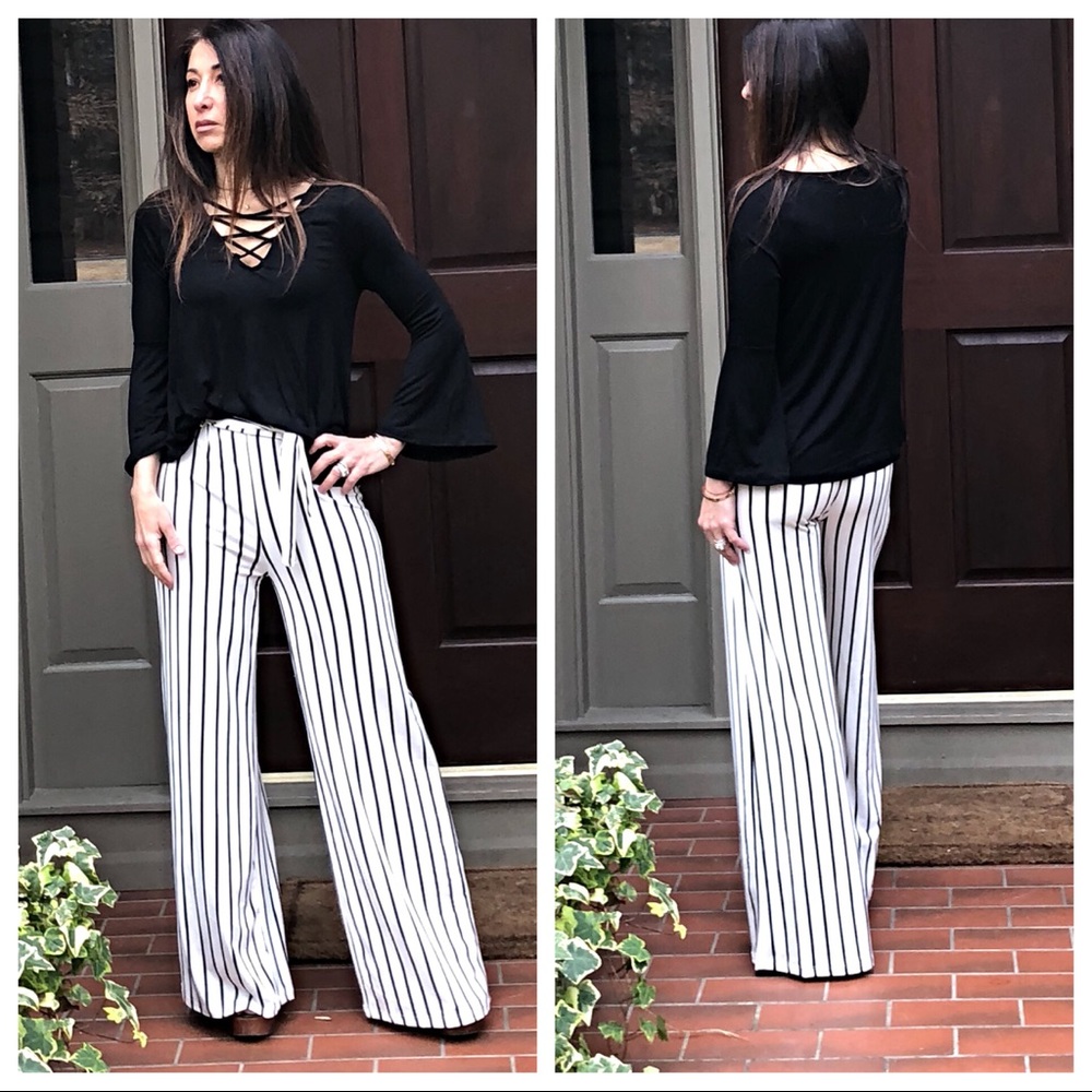 ✨LAST ONE✨ striped palazzo belted pants - Picture 5 of 8